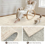 5x8 Area Rugs Living Room: Bedroom Neutral Washable Carpet Beige - Image 4