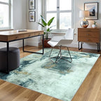 5x7 Area Rugs for Living Room Washable Bedroom Dining Room Teal Grey Gold - Image 3
