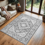 Lofus 3x5 Area Rugs for Living Room Bedroom, Small Carpet Floral Grey by Lofus