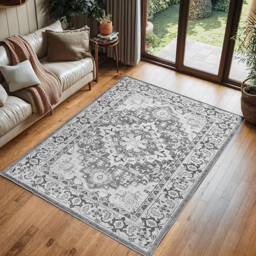 Lofus 3x5 Area Rugs for Living Room Bedroom, Small Carpet Floral Grey by Lofus