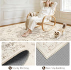 Round Area Rug Living Room: 6ft Washable Carpet Beige/Ivory - Image 7