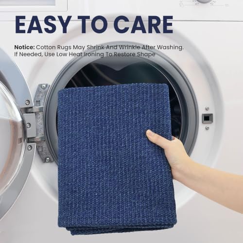 EARTHALL Washable Entryway Rug, Non Slip Doormat, 3x4 Ft, Heathered Blue - Image 4