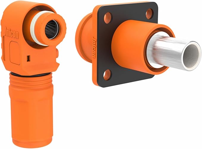 1 Set Battery Energy Storage Connector, 100A 16mm² High Current Connectors Quick Plug Terminal Orange Right Angle Plug and Socket IP67 Waterproof Power Adapter Crimping Wiring (100A, Orange)