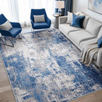 RELEANY Washable 4'x5' Abstract Area Rug for Living Room Blue Gray by RELEANY