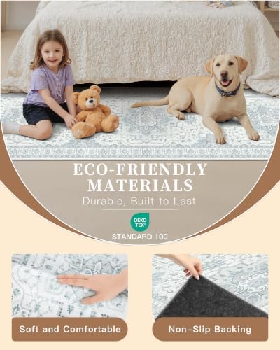 Madane Runner Rug 2x10 Rugs for Hallways, Non-Slip Rug Runners, Sky Blue - Image 5