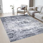 Area Rug Living Room: 4x4 Modern Washable Indoor Soft Carpet Grey by FXRHLP