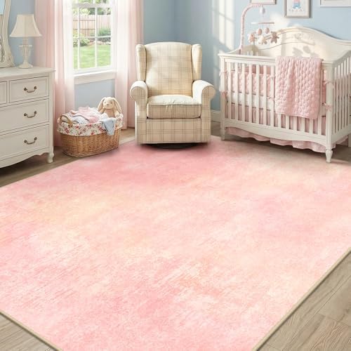 RELEANY Washable 6'x9' Abstract Area Rug for Living Room Light Pink by RELEANY