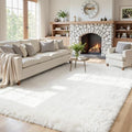 5x8 Fluffy Shag Area Rugs for Living Room Bedroom: Soft Plush Carpet White by CarpetAddColortoYourLife