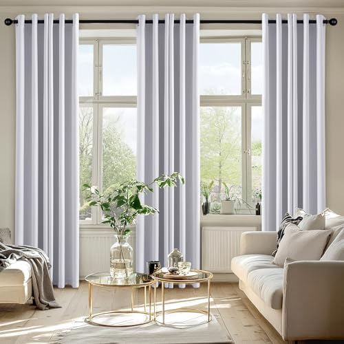 MIULEE Blackout Curtains for Bedroom 2 Panels 40x80 Inch Long Greyish White - Image 6