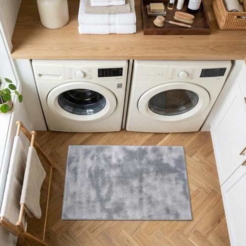 2x3 Tie-dye Light Grey Area Rug Washable Non-Slip for Entryway Front Door - Image 4