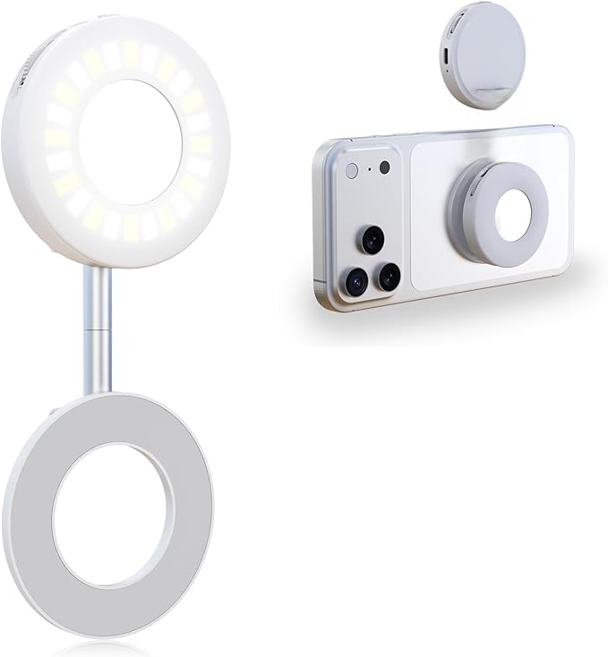 Magnetic Selfie Light, Phone Light Compatible with iPhone Magsafe, CRI97 360° LED Selfie Ring Fill Folding Light with Mirror for Selfies/Photography/TikTok/Zoom Calls/Video Conference