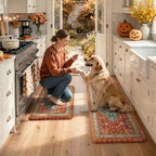 Collive Boho Kitchen Rugs Sets of 2 Fall Kitchen Mats for Floor Waterproof - Image 3