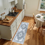 RELEANY Washable Area Rug, Runner 2'x5', Grey/White/Beige - Image 2