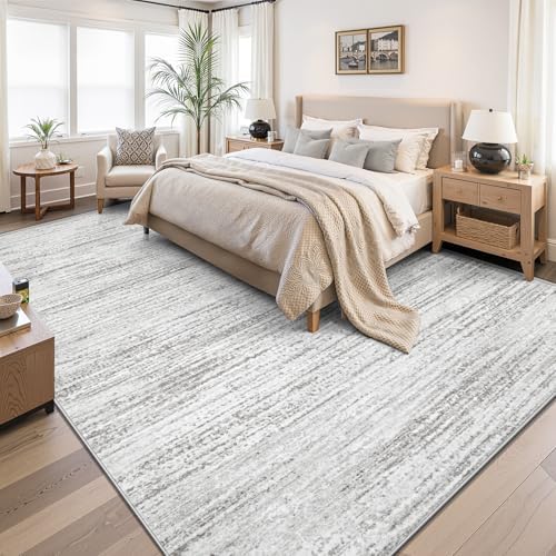 Area Rug 9x12 Living Room Rugs: Washable Modern Rug Large Non-Slip Soft Rugs Stain Resistant Printed Rug Indoor Carpet for Bedroom Kitchen Dining Room Nursery Playroom Home(Grey, 9'x12') - Image 2