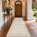 3x8 Non Slip Wide Runner Rug for Hallway Washable, Long Farmhouse Kitchen Rugs, Beige Cream Floral Entryway Mat, Low Pile & Soft Retro Décor Indoor, Non Skid Stain Resistant Carpet by HazoHaus
