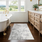 Abstract 2x3 Entryway Area Rugs: Washable Water Resistant Kitchen Rug Non-Slip Durable Doormat Ultra Soft Bedroom Beside Carpet Indoor Low Pile Floor Mat for Bathroom Stove Sink Area(2x3,Light/Grey) - Image 4