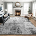Living Room Rug 8x10 Gray Area Rugs Machine Washable Abstract Boho Large Rug Non-Slip Non-Shedding Faux Wool Indoor Vintage Carpet for Bedroom, Classroom, Dining Room, Kids Playroom by OmpaaHomeDecor