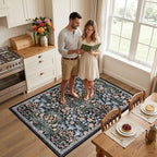 PLHXFR Area Rug Living Room: 3x5 Floral Washable Boho Carpet Dark Black - Image 3
