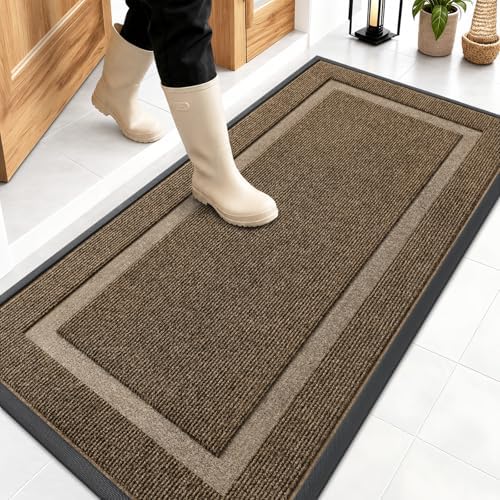 OLANLY Front Door Mat Outside 47x23, All-Season Heavy-Duty Rubber Doormat by OLANLY