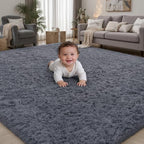 PLHXFR 4x6 Area Rugs Living Room: Fluffy Bedroom Rug Shag Carpet Grey by PLHXFRSoftAreaRugs