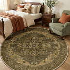 RELEANY Washable Area Rug, Round 6ft, Brown/Dark Brown - Image 3