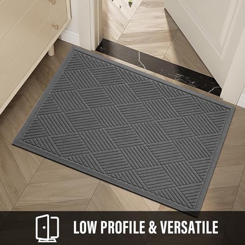 HIYARD Sturdy Front Door Mat, Absorbent Muddy Dirt Resist Welcome Door Mats Outdoor Indoor, Stain and Fade Resistant, Non-Slip Rubber Backing Low Profile Doormat for Entryway, 60×36, Charcoal - Image 6