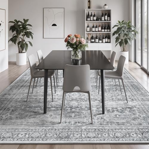8x10 Area Rug for Living Room, Non-Slip Washable Grey Large Carpet - Image 3