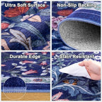 PLHXFR Area Rug Living Room: 3x5 Floral Washable Boho Soft Carpet Blue - Image 7
