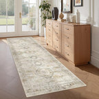 Washable Runner Rugs for Bedroom - 2x6 Runner Rug Non Slip, Ultra-Thin Entryway Runner, Soft Abstract Kitchen Runner for Hallway, Laundry, Bathroom, Indoor Door Mat(2'x6', Grey/Yellow) by Restydon