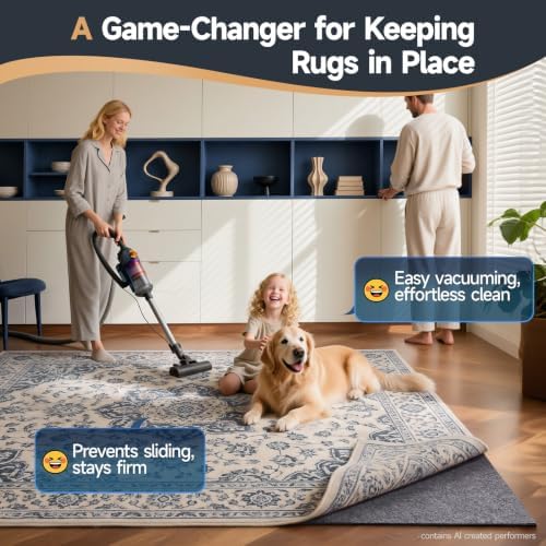 Veken Non Slip Cushioned Rug Pad Gripper, 2 x 4 Ft, 1/8 inch Thick Felt Carpet Liner Protector Mat for Area Rugs and Hardwood Floors, Keep Rugs Safe and in Place, Grey - Image 2