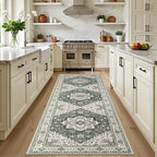 Hallway Runner Rug: 2.6x8 Kitchen Rugs for Living Room Green Ivory by EXPEDIX