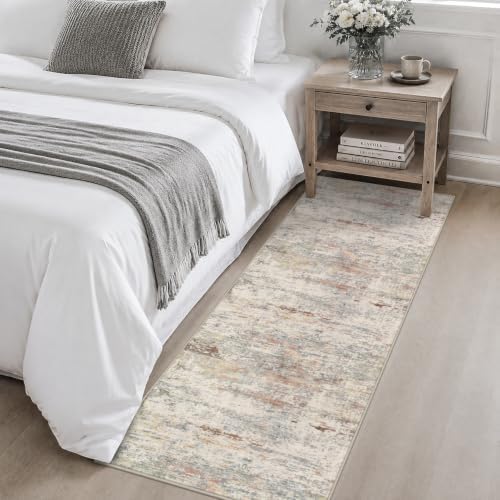 2x6 Washable Runner Rug：Modern Abstract Kitchen Soft Carpet Taupe - Image 4