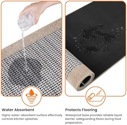 StepRite Kitchen Rugs, Kitchen Mats for Floor, 70"x24" Non-Slip Machine-Washable Kitchen Throw Rug, Absorbent Runner Rugs Office, Sink Standing Desk Mat, Decor Carpet, Khaki - Image 6