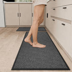 SUMLANS Kitchen Mats Set of 2 PCS for Floor, Washable Non Slip Rugs, Black - Image 2