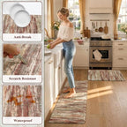 KIMODE Anti Fatigue Kitchen Mats for Floor 2 Piece,Red Brown Farmhouse Rugs - Image 6