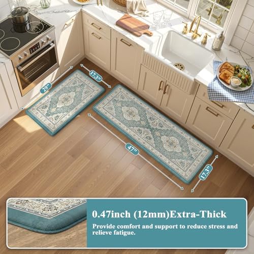 Collive Kitchen Rugs Sets of 2 Non Slip Washable, 17.3"x29"+17.3"x47" - Image 2