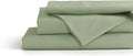 Linen Home 100% Cotton Percale Sheets Twin XL Size, Sage, Deep Pocket, 3 Pieces Set - 1 Flat, 1 Deep Pocket Fitted Sheet and 1 Pillowcase, Crisp Cool and Strong Bed Linen