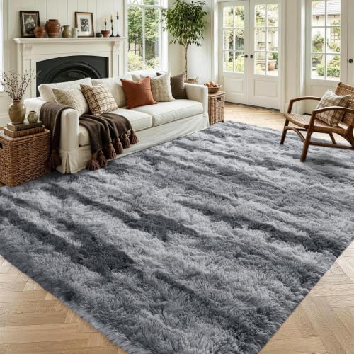 4x6 Grey Fluffy Soft Area Rug Non-Slip for Bedroom Living Room Playroom by ModernHomeDecor