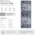 2.6x10 Washable Runner Rug:Modern Abstract Indoor Carpet Black - Image 2