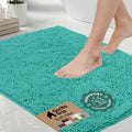 GORILLA GRIP Bath Rug Mat for Bathroom, Absorbent Chenille, 24x17 Turquoise by GorillaGrip