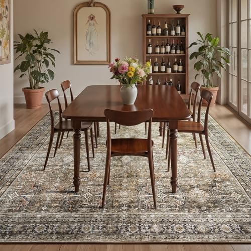 10x14 Area Rugs for Living Room, Non-Slip Washable Brown Large Carpet - Image 4