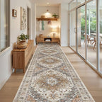 Madane Hallway Runner Rug 3x16 Washable Kitchen Runners Long, Turmeric/Grey - Image 3