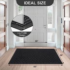 Mibao Front Door Mat Outdoor Entrance, 61.5" x 36" Heavy Duty Welcome Mat for Outdoor and Indoor, Waterproof Dirt Trapper Doormat, Super Absorbent Indoor Entryway Mat for Patio & Porch - Black - Image 2
