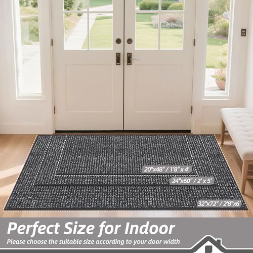 BEQHAUSE Dirt Trapper Door Mat 24"x60", Non-Slip Washable Doormat, Charcoal - Image 2