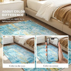 Entryway Rug 3x6 Teal Blue Bedroom Area Rug Washable Non Slip Abstract Boho Rugs for Indoor Entry, Kitchen, Classroom, Bathroom, Kids Girls Room, Office, College Dorm Small Carpet - Image 7