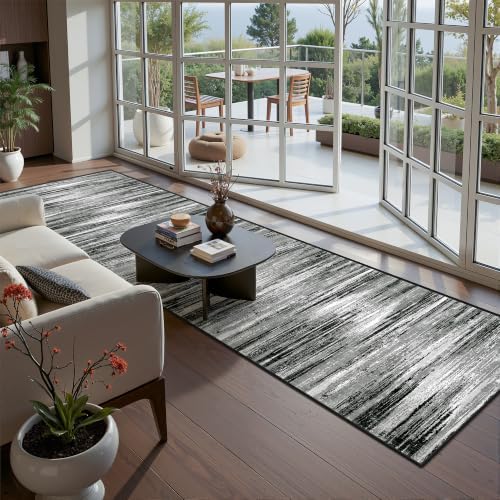2x10 Runner Rug Non Slip,Washable Hallway Runner Rug,Black by Restydon