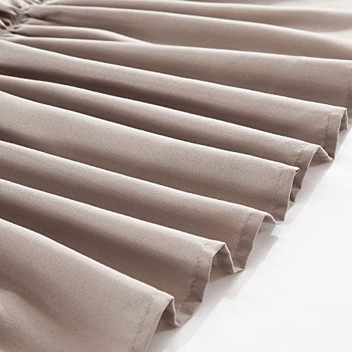 MEILA Wrap Around Elastic Bed Skirt for Twin & Full Beds, 16" Drop, Taupe - Image 6