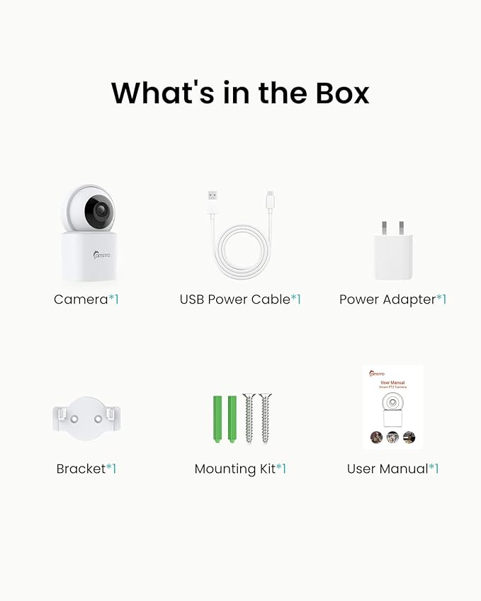 CAMSTRO 3K Indoor Security Camera,360°PTZ Home Baby/Pet Monitor,Auto Tracking,5MP Night Vision,2.4/5GHz WiFi,Motion & Sound Detection,2-Way Audio,SD Card/Cloud Storage,Works with Alexa,No Monthly Fee