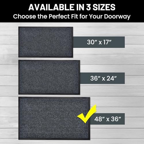 Front Door Mat, Indoor Outdoor Welcome Entryway Doormat, 48x36 Steel Gray - Image 5