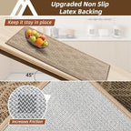 COSY HOMEER Kitchen Rugs Sets of 2 Non-Slip Washable,20”x30“+20”X48“ - Image 3